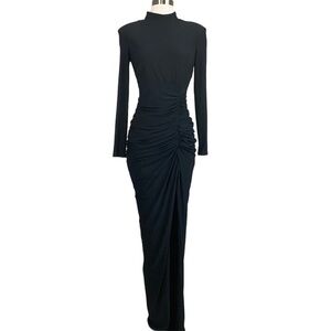 Betsy & Adam Women's Formal Dress Size 8 Black Long Sleeve Thigh Slit Gown